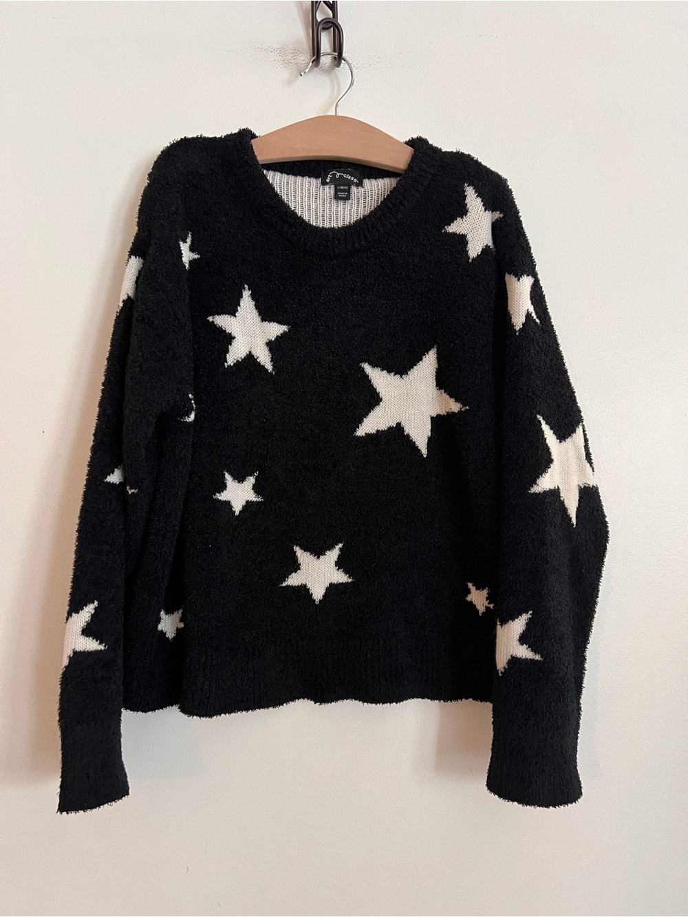art class Black Sweater with White Star Pattern